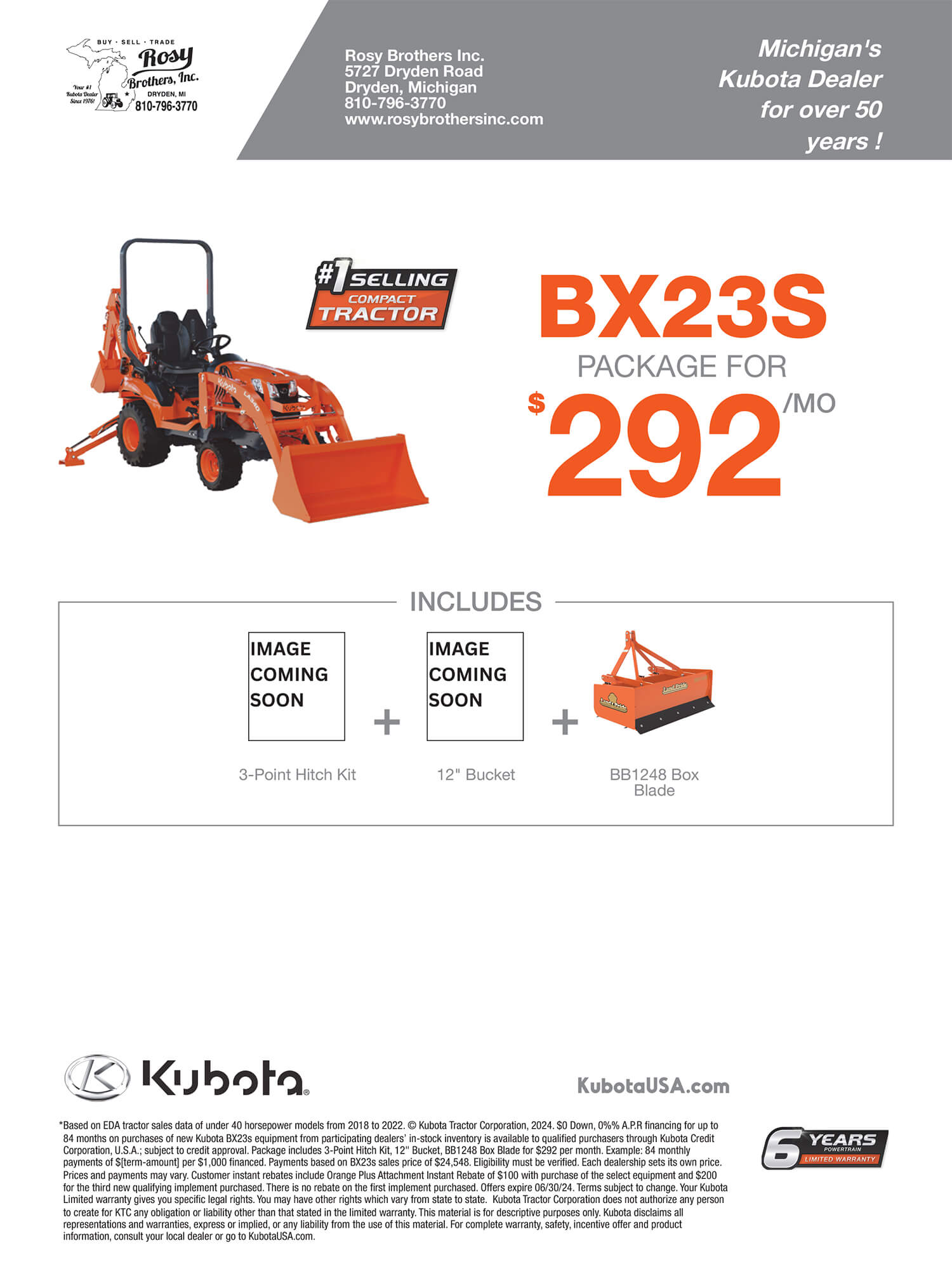 Package Deals Rosy Brothers, Inc Dryden, MI Premier Kubota Dealer