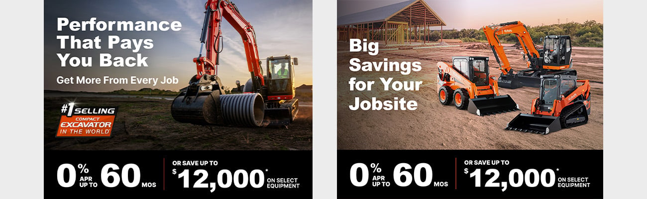 0% APR up tp 60 months or save up to $12,000 on select equipment