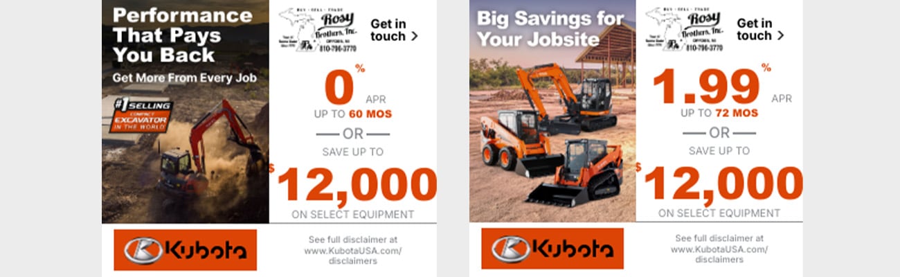 0% APR up tp 60 months or save up to $12,000 on select equipment